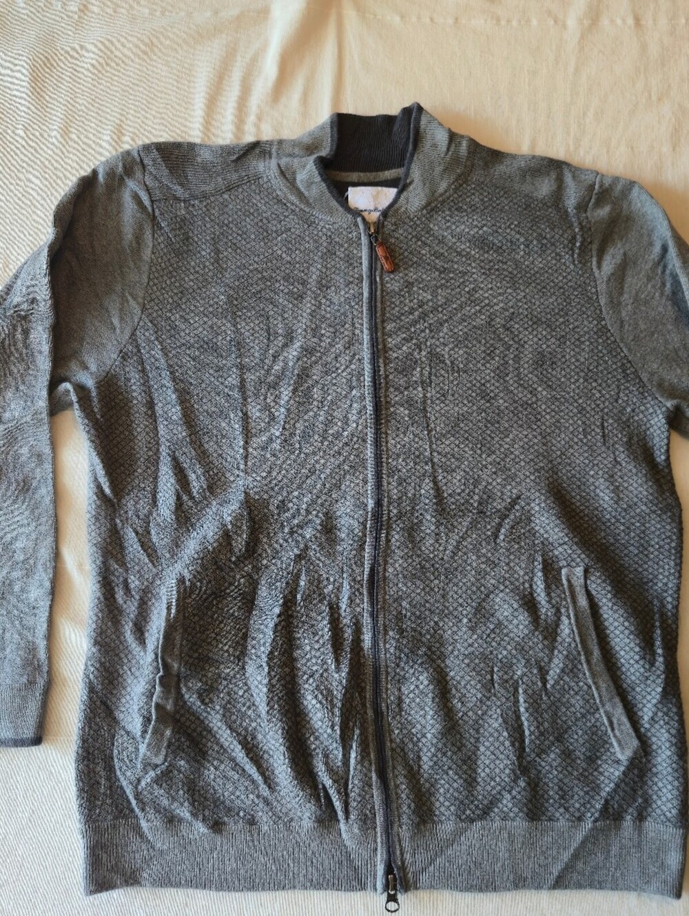 Tommy Bahama Men's Gray Full Zip Knit Sweater Size Large